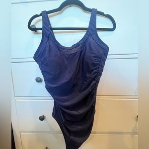 Navy blue one piece bathing suit